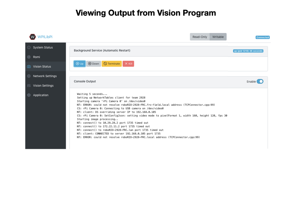 View Vision output